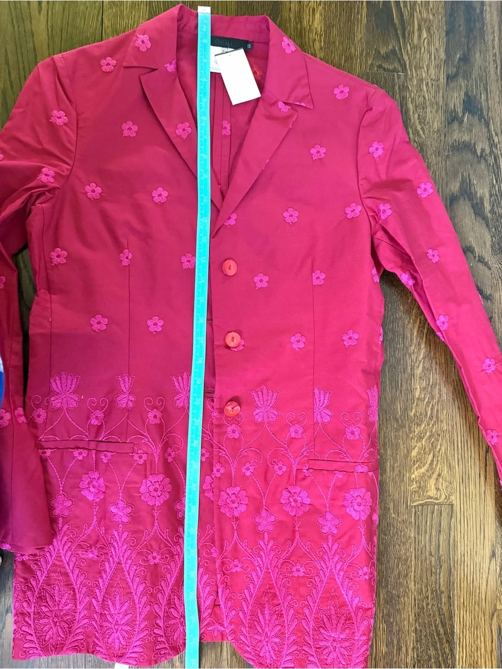 Vintage Romeo Gigli Magenta Floral Embroidered Blazer and Pants Coord Set  NWT